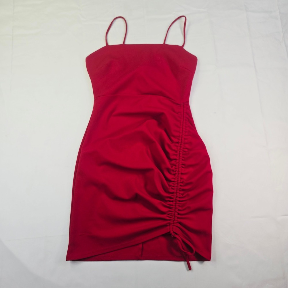 Windsor Ruched Bodycon Mini Dress Women's Small Red Spaghetti Strap Cocktail
